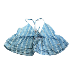 AMC Blue Embroidered Halter Top